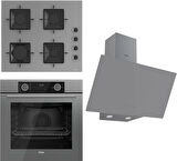 Ferre Fryart Ss Serisi Gri Set (SS208 + XE63CPR +D079 ) - Kare Emaye Izgara