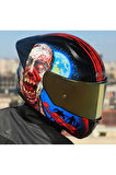 Rapıd 2 Race Zombıe Fullface Motosiklet Kaskı Gold Camlı
