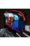 Rapıd 2 Race Zombıe Fullface Motosiklet Kaskı Mavi Camlı