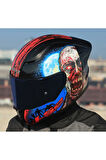 Rapıd 2 Race Zombıe Fullface Motosiklet Kaskı Mavi Camlı