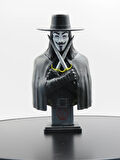 V for Vendetta Maskeli Büst – Detaylı Koleksiyon Figürü (3D Baskı Reçine Heykel)