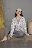 Tekten 0200 Çiçek Desenli Uzun Kollu Kadın Pijama Takımı 
