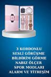 Kablolu Bluetooth Kulaklık ve Kadınlara Özel Bileklik Hediyeli Yeni Nesil Akıllı Saat 3 Kordonlu