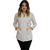 Gömlek Yaka Kadın Kısa Boy - Uzun Kol Doktor Önlüğü , Öğretmen Önlüğü , Hastane Forması Beyaz Önlük