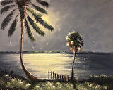 Gece Palmiyeleri Çerçevesiz 50x65 Sayılarla Boyama Hobi Seti
