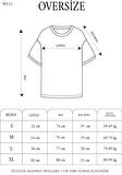 Unisex Bisiklet Yaka Baskılı Oversize T-Shirt - Siyah