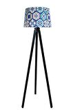Masif 3 Ayaklı Lambader Tripod( Çini Desen- Siyah Ayak)