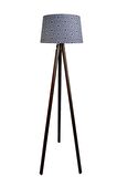 Masif 3 Ayaklı Lambader Tripod ( Mandala Çiçek Desen- Koyu Ceviz)