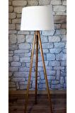 Oval 3 Ayaklı Masif Lambader,tripod( Kemik- Açık Ceviz)