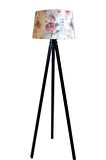 Beta Serisi,masif 3 Ayaklı Tripod Lambader( Pembe Çiçek- Siyah Ayak)