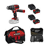 Einhell Tp-Cd 18/60 Li-I Bl Solo Akülü Vidalama + 2 x 4 Ah Akü ve 103 Parça Uç Seti (Kumaş Çanta Dahil)