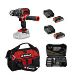 Einhell Tp-Cd 18/60 Li-I Bl Solo Akülü Vidalama + 2 x 2.5 Ah Akü ve 103 Parça Uç Seti (Kumaş Çanta Dahil)