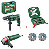 Bosch Darbeli Matkap 600 Watt + 115MM Avuç Taşlama (54 Parça Uç Seti ve 2 Adet Inox Taş)