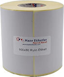 hazır etiketler , hazır al hızlı al Kuşe Etiket 100mm x 80mm Ruloda 500 Adet 40mm Kuka Çapında Baskısız Barkod Yazıcı Etiketi