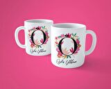 Renkli Çiçekli H harfli Kişiye Özel İsimli Baskılı Kupa Bardak 