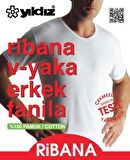 Yıldız 60 Battal Beyaz Ribana V Yaka Erkek Body