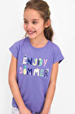 Roly Poly 2476 Kız Çocuk Enjoy Summer Mor Kısa Kol Pijama Takımı