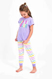 Roly Poly 2466 Kız Çocuk Choose Color Lila Kısa Kol Pijama Takım