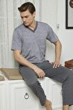 KLY 7557 Erkek V Yaka Pijama Takım