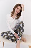 Arnetta 1480 Floral Kadın Krem Pijama Takımı
