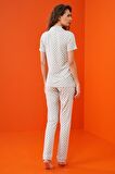 Pjs 23203 Kadın Düğmeli Desenli Pijama Takım