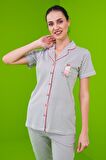 Pjs 23151 Kadın Çizgili Düğmeli Pijama Takım