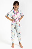 Roly Poly 2786 Garson Love Krem Kız Çocuk Gömlek Pijama Takımı