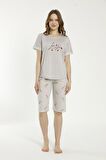 Estiva 22069 Kadın Viskon Kısa Kollu Kaprili Pijama Takımı