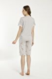 Estiva 22069 Kadın Viskon Kısa Kollu Kaprili Pijama Takımı