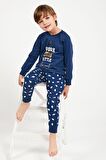 Roly Poly 2996 Pure Love Little Sweet Koyu İndigo Erkek Çocuk Uzun Kol Pijama Takım