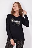 Arnetta 2152 Burst Of Energy Yazılı Uzun Kol Kadın Pijama Takımı
