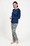 Pierre Cardin 8447 Mavisi Uzun Kol Pijama Takım