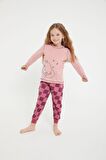 Roly Poly 2981 Bear Pembe Kız Çocuk Uzun Kol Pijama Takım