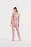 U.s Polo Assn 16829 Kadın Pembe Melanj Patlı Pijama Takım
