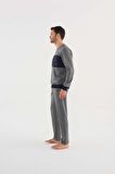 U.s Polo Assn 18616 Erkek Antrasit Melanj Pijama Takım