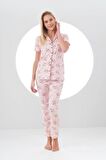 Pjs 24105 Kadın Desenli Düğmeli Pijama Takım