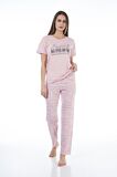 Estiva 22120 Kadın Yazı Desenli Kısa Kollu Viskon Pijama Takımı
