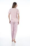 Estiva 22120 Kadın Yazı Desenli Kısa Kollu Viskon Pijama Takımı