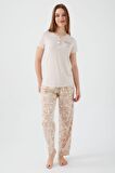 Pierre Cardin 8521 Tropical Vibes Kadın Kısa Kol Pijama Takım