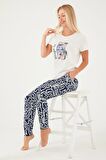 Arnetta 2403 Always Be Kind Krem Kadın Kısa Kol Pijama Takım