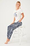 Arnetta 2403 Always Be Kind Krem Kadın Kısa Kol Pijama Takım