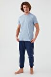 Arnetta 2504 Palm Tree Erkek Kısa Kol Pijama Takım