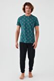 Arnetta 2504 Palm Tree Erkek Kısa Kol Pijama Takım