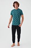 Arnetta 2504 Palm Tree Erkek Kısa Kol Pijama Takım