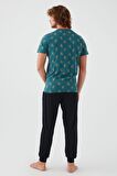 Arnetta 2504 Palm Tree Erkek Kısa Kol Pijama Takım