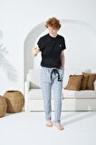 KLY 1014 Erkek 0 Yaka Kısa Kol Pijama Takım
