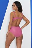 Ruko Maio 2332-2 Kadın Fırfırlı Omuzdan Askılı Yüksek Bel Kemerli Bikini