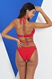 Ruko Maio 2315-1 Kırmızı Çapraz İp Modelli Boyundan Bağlamalı Bikini