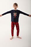 Arnetta 2602 Oh Deer Lacivert Kız Çocuk Uzun Kol Pijama Takım