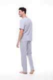 Pijadore 1411 Erkek Büyük Beden Kısa Kollu Düğmeli Pijama Takım